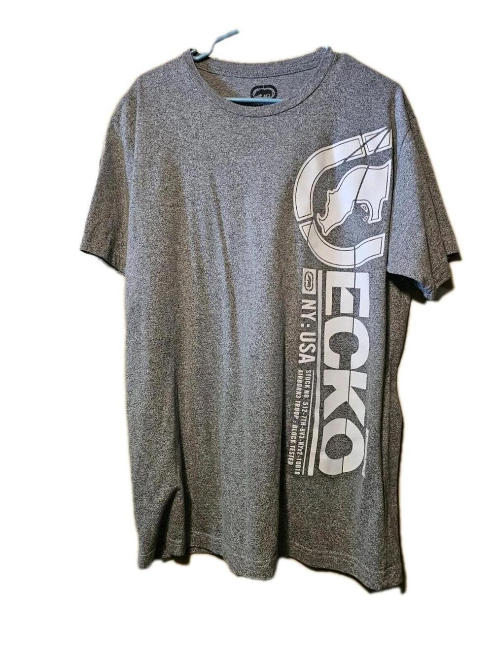 Ecko Unltd Men’s T-Shirt Airborn3 Troop Crewneck Grey White XL Men's Rhino